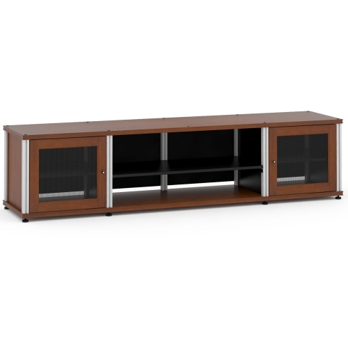 Synergy 248 Quad Width 87" AV Cabinet TV Stand in Cherry, Mesh Doors & Aluminum Frame