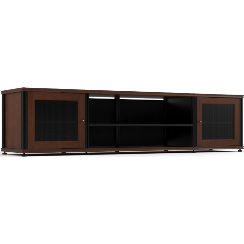 Synergy 248 Quad Width 87" AV Cabinet TV Stand in Cherry, Mesh Doors & Black Frame