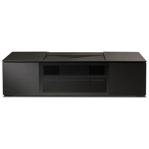 Chicago 85" Credenza in Textured Black Oak w/ Black Top for Sony VPL-VZ1000ES Projector