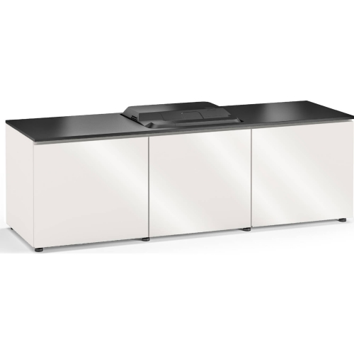 Miami 237 66" Credenza Cabinet in Gloss Warm White & Black for Epson HD 3LCD Projector