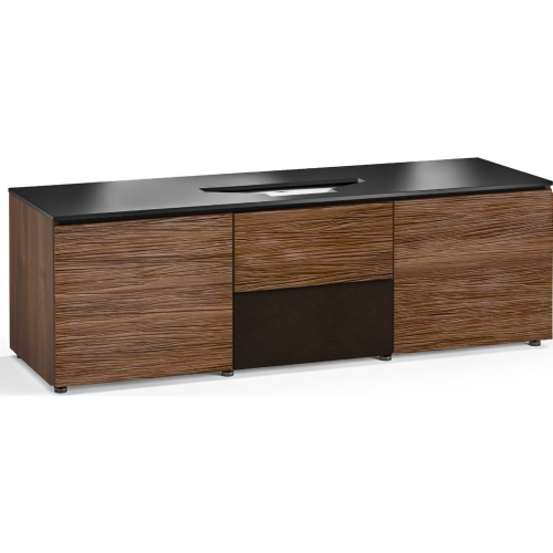 Denver 236 66" Credenza Cabinet in Walnut & Black for Vivitek UST Laser Projector