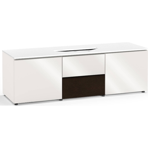 Miami 236 66" Credenza Cabinet in Gloss Warm White & White for Vivitek UST Laser Projector