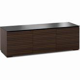 Zurich 237 64" TV Stand Cabinet with Linear Texture in Opium Brown with Black Glass Top & Sides