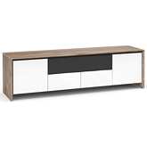 Barcelona 245 86" Quad Width AV Cabinet in Natural Walnut w/ Gloss White Doors