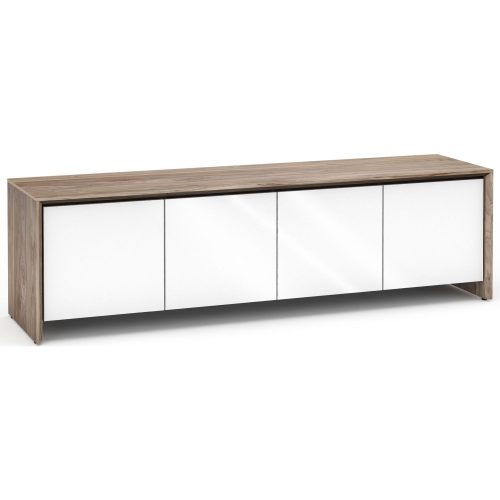 Barcelona 247 86" Quad Width AV Cabinet in Natural Walnut w/ Gloss White Doors