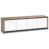 Barcelona 247 86" Quad Width AV Cabinet in Natural Walnut w/ Gloss White Doors