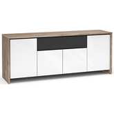 Barcelona 345 86" Quad Width AV Cabinet in Natural Walnut w/ Gloss White Doors