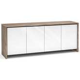 Barcelona 347 86" Quad Width AV Cabinet in Natural Walnut w/ Gloss White Doors