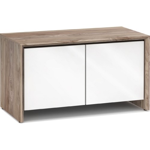 Barcelona 221 45" TV Stand AV Cabinet in Natural Walnut w/ White Gloss Doors