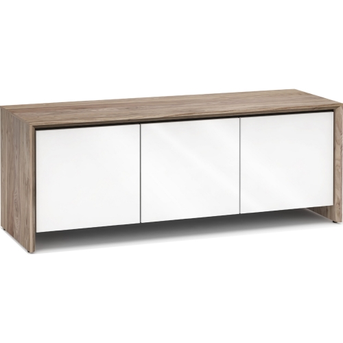 Barcelona 237GW 65" TV Stand AV Cabinet in Natural Walnut w/ White Gloss Doors