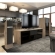 Barcelona 236 65" TV Stand AV Cabinet in Natural Walnut with Black Glass Doors