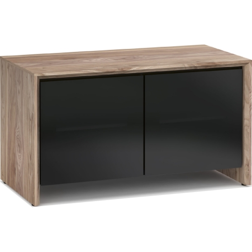 Barcelona 221 45" TV Stand AV Cabinet in Natural Walnut w/ Black Glass Doors