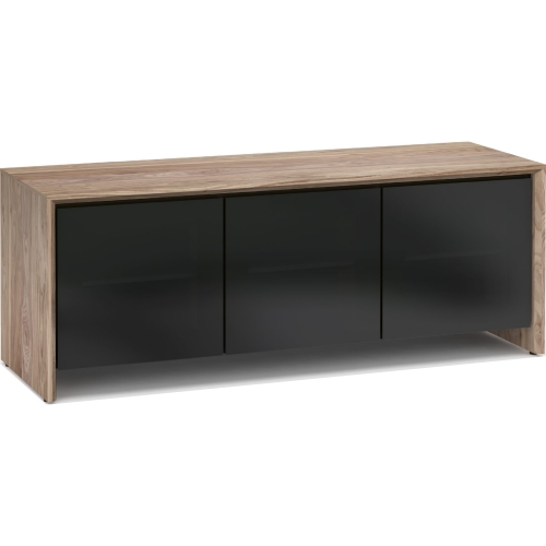 Barcelona 237BG 65" TV Stand AV Cabinet in Natural Walnut w/ Black Glass Doors