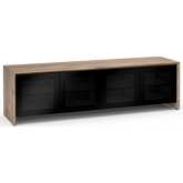 Barcelona 247 86" Quad Width AV Cabinet in Natural Walnut w/ Black Glass Doors