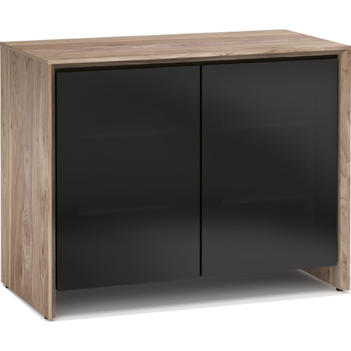 Barcelona 323 45" TV Stand AV Cabinet in Natural Walnut w/ Black Glass Doors