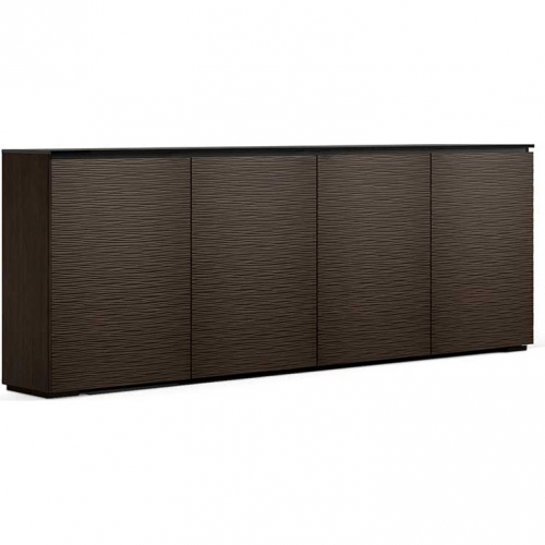 Berlin 347 88" Low Profile Wall Cabinet TV Stand in Textured Wenge w/ Black Top