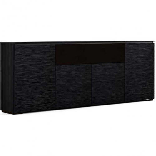 Chicago 345 88" Low Profile Wall Cabinet TV Stand w/ Mount in Textured Black w/ Black Top