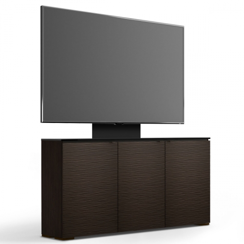 Berlin 337 64" Low Profile Wall Cabinet TV Stand w/ Mount in Textured Wenge w/ Black Top