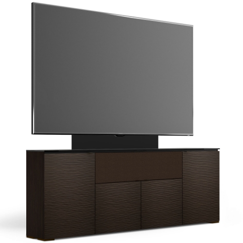 Berlin 345 88" Low Profile Wall Cabinet TV Stand w/ Mount in Textured Wenge w/ Black Top