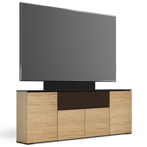 Denver 345 88" Low Profile Wall Cabinet TV Stand w/ Mount in Textured Walnut w/ Black Top