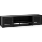 Synergy 248 Quad Width 87" AV Cabinet TV Stand in Black Oak, Mesh Doors & Black Frame