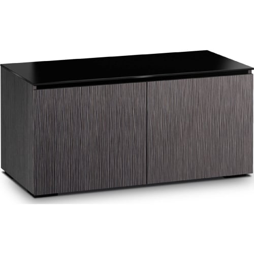 Seattle 221 44" TV Stand in Gray Oak & Black Glass