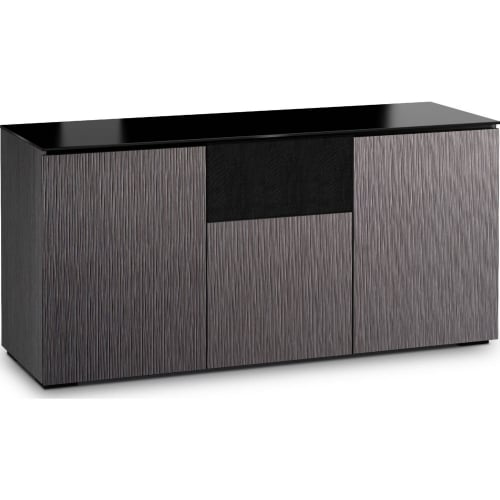 Seattle 336 65" TV Stand in Gray Oak & Black Glass