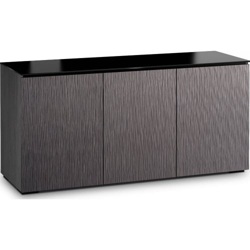 Seattle 337 65" TV Stand in Gray Oak & Black Glass