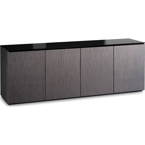 Seattle 347 85" TV Stand in Gray Oak & Black Glass