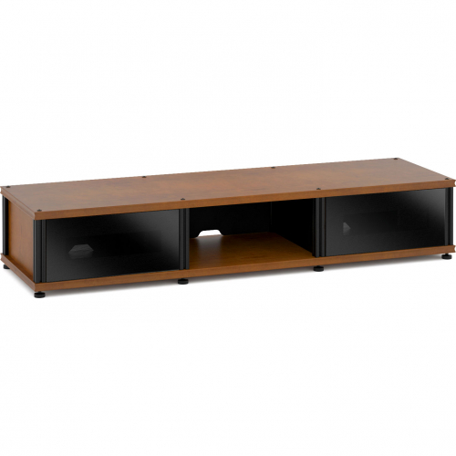 Synergy 131 Triple Width 65" AV Cabinet TV Stand in Cherry, Glass Doors & Black Frame