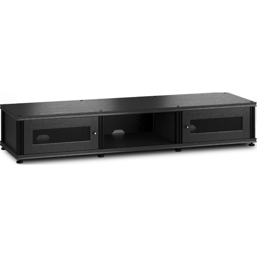 Synergy 132 Triple Width 65" AV Cabinet TV Stand in Black Oak, Mesh Doors & Black Frame