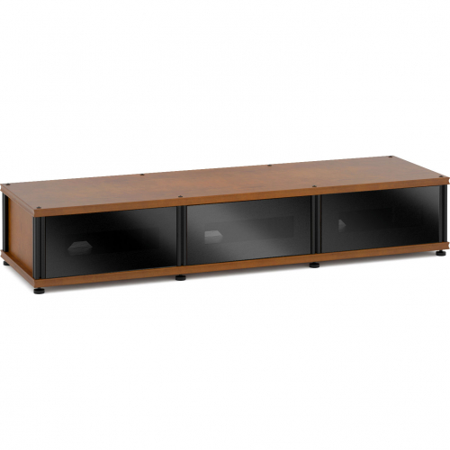 Synergy 134 Triple Width 65" AV Cabinet TV Stand in Cherry, Glass Doors & Black Frame