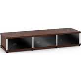 Synergy 134 Triple Width 65" AV Cabinet TV Stand in Walnut, Glass Doors & Aluminum Frame