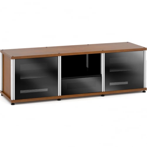 Synergy 236 Triple Width 65" AV Cabinet TV Stand in Cherry, Glass Doors & Aluminum Frame