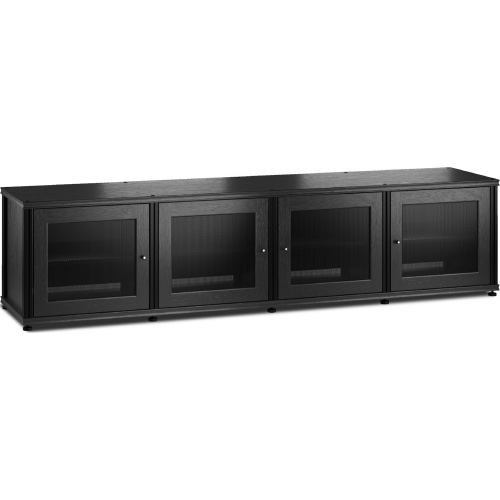 Synergy 247 Quad Width 87" AV Cabinet TV Stand in Black Oak, Mesh Doors & Black Frame