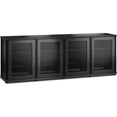 Synergy 347 Quad Width 87" AV Cabinet TV Stand in Black Oak , Mesh Doors & Black Frame