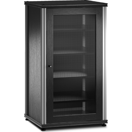 Synergy 402 40" Tall AV Cabinet Audio Rack in Black Oak, Mesh Doors & Aluminum Frame