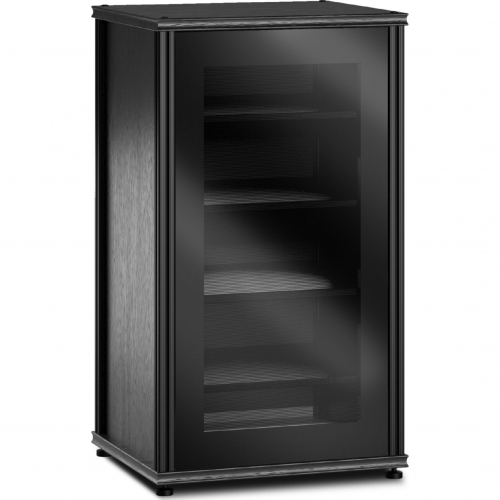 Synergy 402 40" Tall AV Cabinet Audio Rack in Black Oak, Glass Doors & Black Frame