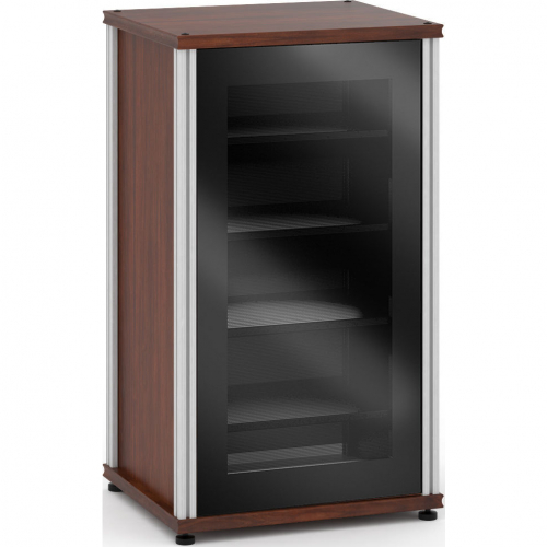 Synergy 402 40" Tall AV Cabinet Audio Rack in Walnut, Glass Doors & Aluminum Frame