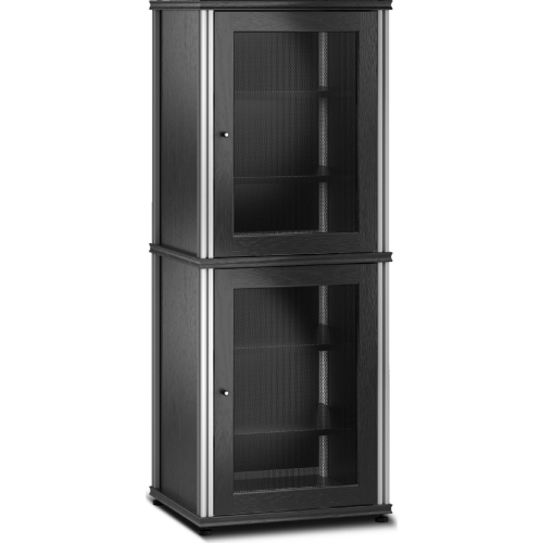 Synergy 603 60" Tall AV Cabinet Audio Rack in Black Oak, Mesh Doors & Aluminum Frame