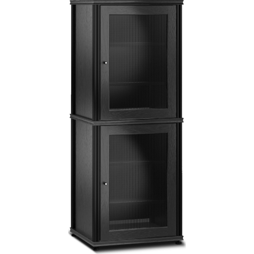 Synergy 603 60" Tall AV Cabinet Audio Rack in Black Oak, Mesh Doors & Black Frame