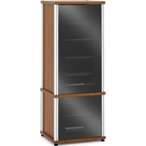 Synergy 603 60" Tall AV Cabinet Audio Rack in Cherry, Glass Doors & Aluminum Frame