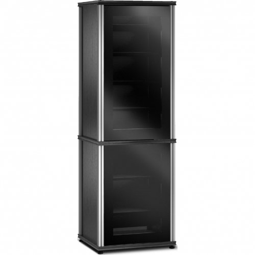 Synergy 703 70" Tall AV Cabinet Audio Rack in Black Oak, Glass Doors & Aluminum Frame