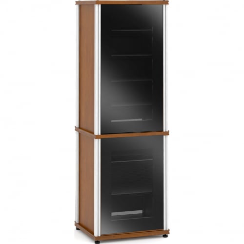 Synergy 703 70" Tall AV Cabinet Audio Rack in Cherry, Glass Doors & Aluminum Frame