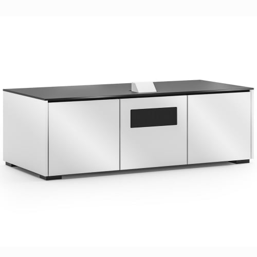 Miami 237 64" Cabinet in Gloss Warm White & Black for Epson LS500 Projector