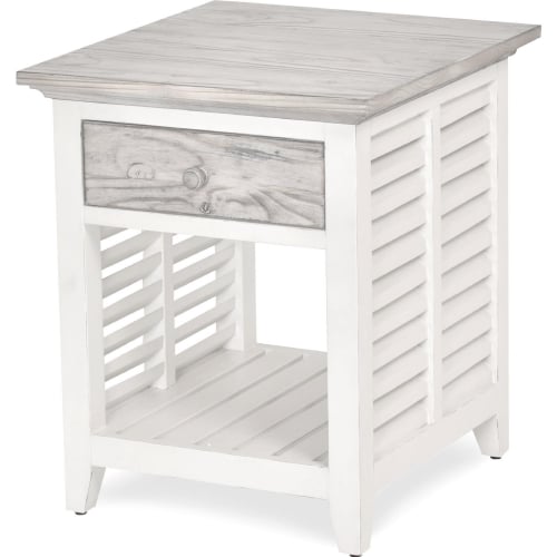 Islamorada End Table in Distressed Gray & White