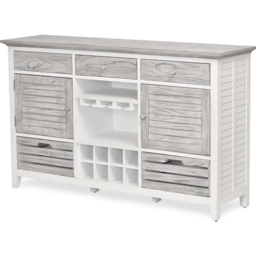 Islamorada Sideboard with Wine Rack in Distressed Gray & White