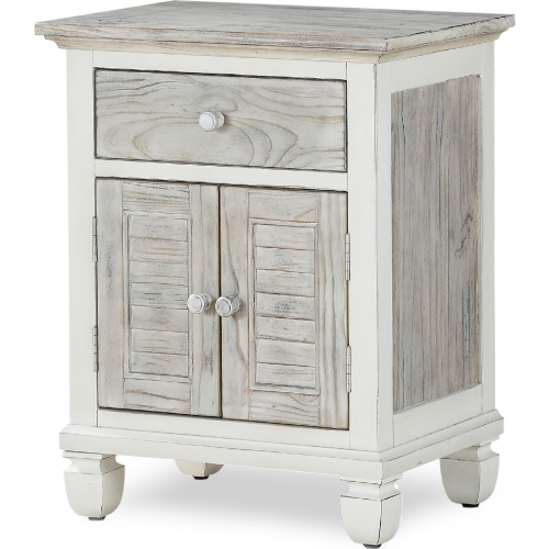 Islamorada 1 Drawer 2 Door Nightstand in Distressed Gray & White