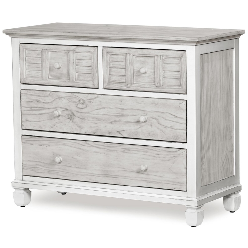 Islamorada 4 Drawer Chest Single Chest in Distressed Gray & White