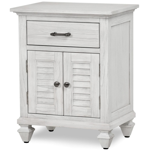 Surfside 1 Drawer 2 Door Nightstand in Distressed White